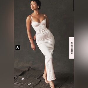 House of CB STEFANIA SOFT PEACH CORSET MAXI DRESS